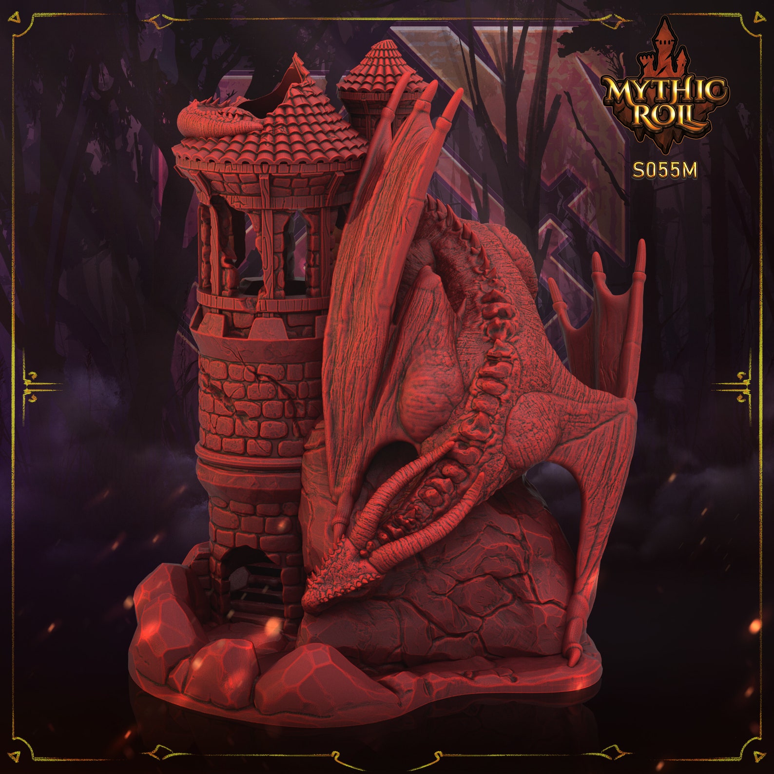 Dice Tower and Matching Dice Box Dragon Set 3D Printed Etsy