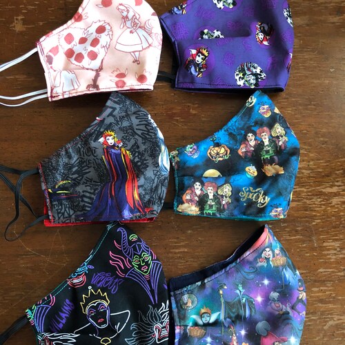 Disney Villains Inspired Fabric Face Mask - Washable Reusable