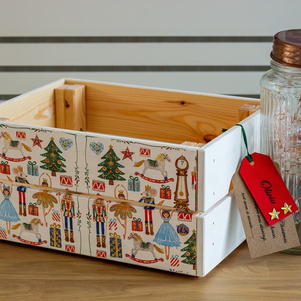 Christmas Eve Crate, wooden crate, storage, Festive crate, The Nutcracker, kids, childs bedroom, toy storage, book storage, organiser