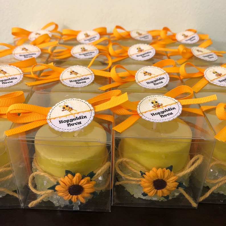 Baby Shower Favors Honey Bee Sunflower Candles it's a girl