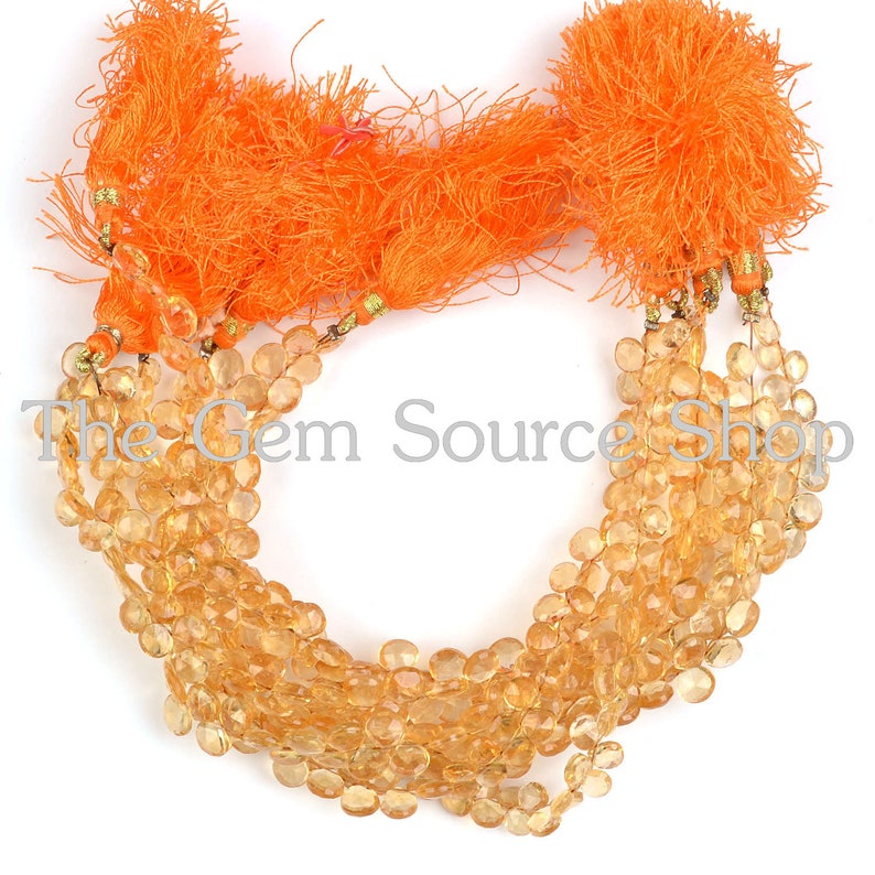 citrine Faceted Side drill Beads citrine Briolette Faceted heart Beads AA Quality