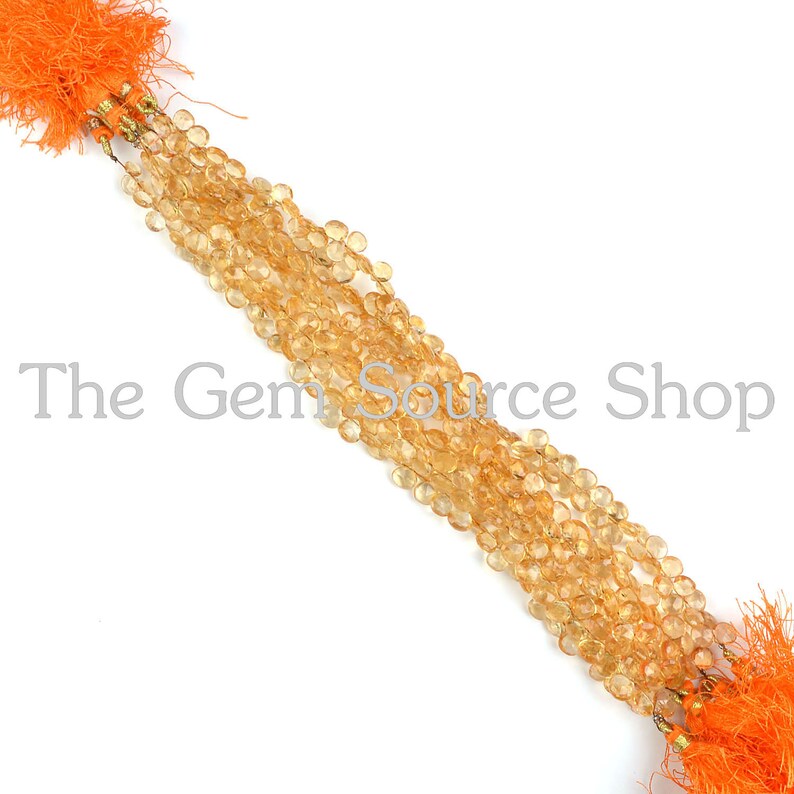 citrine Faceted Side drill Beads citrine Briolette Faceted heart Beads AA Quality