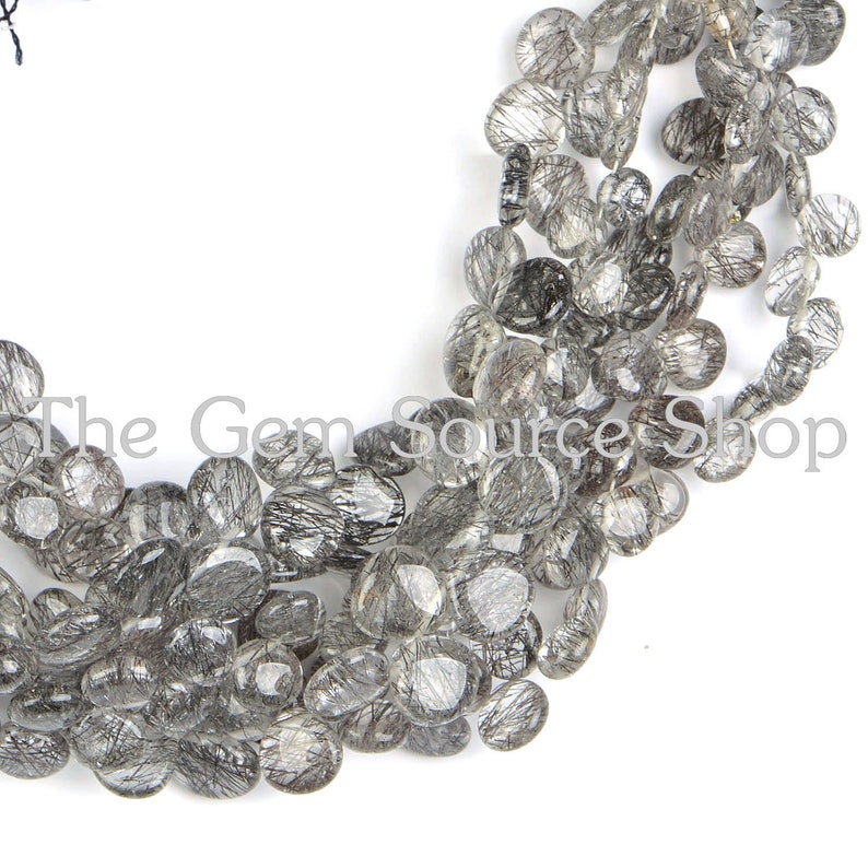 AAA Black Rutile Smooth Plain beads Quality Black Rutile Smooth Heart Shape Beads
