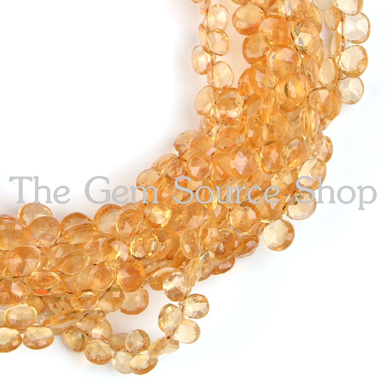 citrine Faceted Side drill Beads citrine Briolette Faceted heart Beads AA Quality