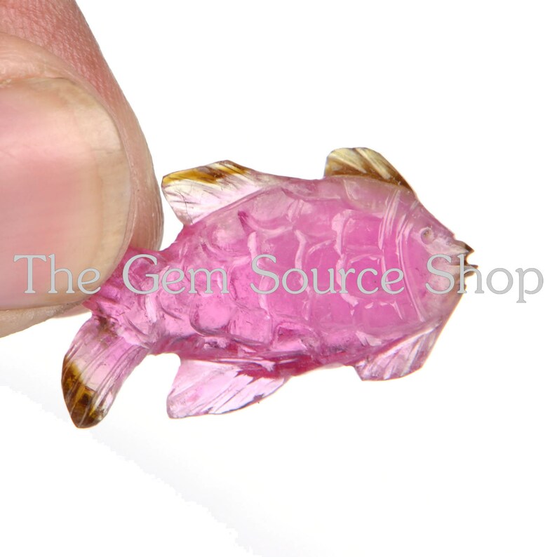 Top Fish Carvings AAA Quality Pink Tourmaline Fish Carvings Tourmaline Carving