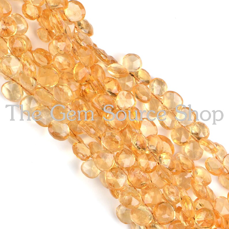 citrine Faceted Side drill Beads citrine Briolette Faceted heart Beads AA Quality