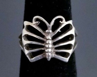 Vintage Sterling Silber Schmetterling Ring, Größe 45-3.51g