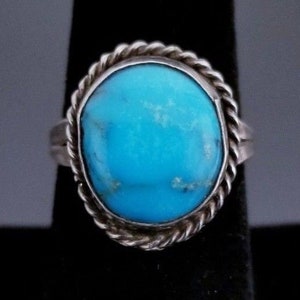 Vintage sterlingzilveren turkoois ring, maat 7