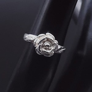 Antieke elegante 3D-roosring, vintage, sterlingzilver, maat 5