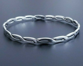 Vintage Sterling Silver Twisted Bangle, 7.5" 12.2g