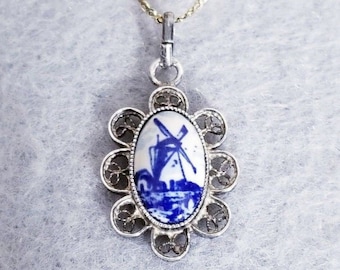 Dutch Girl Porcelain Necklace FINAL SALE main image 1
