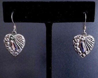 Vintage sterlingzilveren hartoorbellen, gemerkt, 1,25" 3,97 g