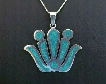 ペンダント　ネックレス　ターコイズ　スターリング　ヴィンテージ ヴィンテージ スターリングシルバー ターコイズ ナマステ ロータス