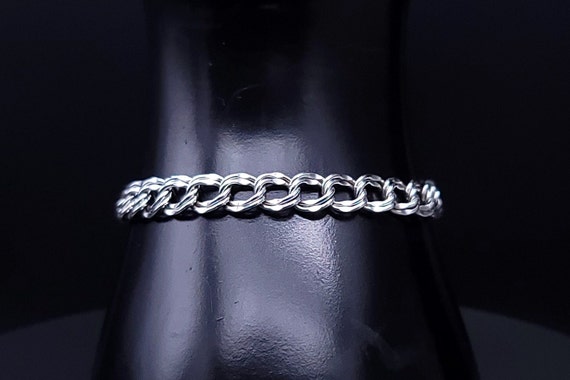 Vintage Curb Link Charm Bracelet, Sterling Silver… - image 1