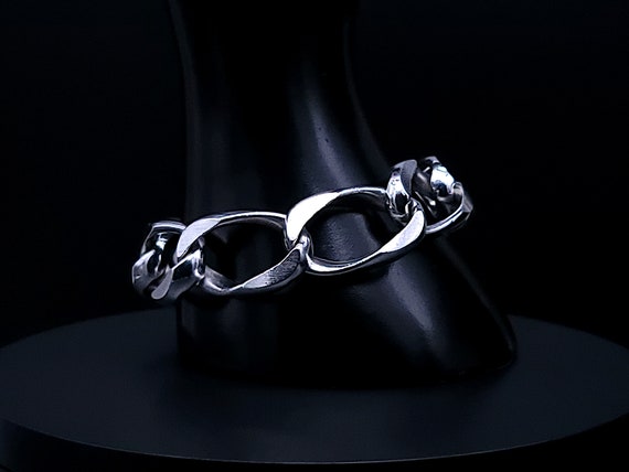 Vintage Curb Link Bracelet, Sterling Silver, MCM … - image 2