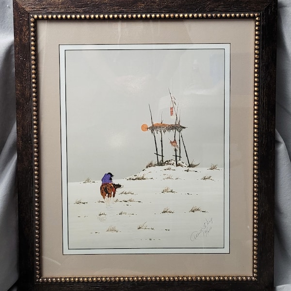 Albert Harjo Print: Plains Indian Mother & Child, Signed Native American Art