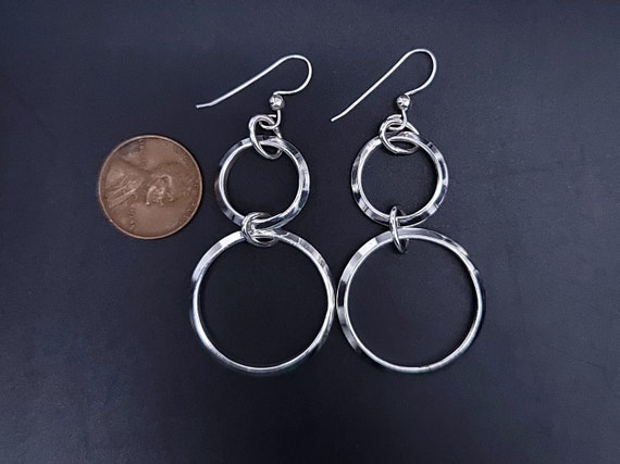 Vintage Circle Earrings, Sterling Silver, Moderni… - image 5