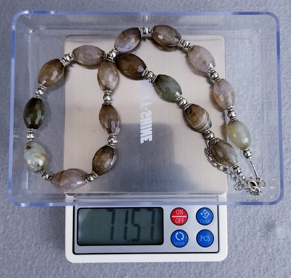 Vintage Sterling Silver Faceted Quartz Necklace, 19.25 71.57