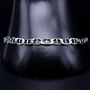 Vintage Sterling Silver Unisex Men&#39;s Italian Mariner Anchor Chain Link Bracelet, 8.25&quot;