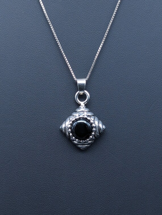 Vintage Sterling Silver Gothic Style Black Onyx Ca