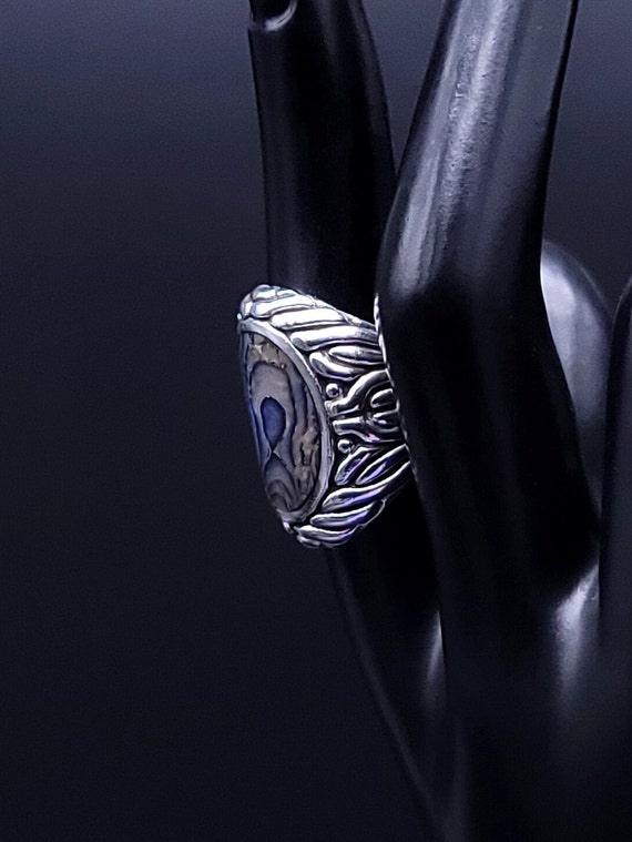 Vintage Abalone Ring, Sterling Silver, CFJ Hallma… - image 3