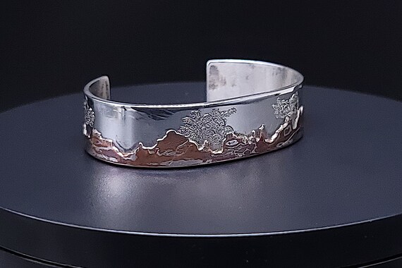 Vintage Hopi Southwest Landscape Cuff, Sterling S… - image 2