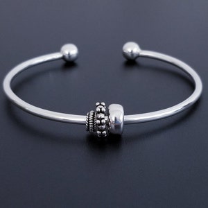 Vintage Sterling Silver Slider Torc Cuff Bracelet, 7.75&quot; 17.3g