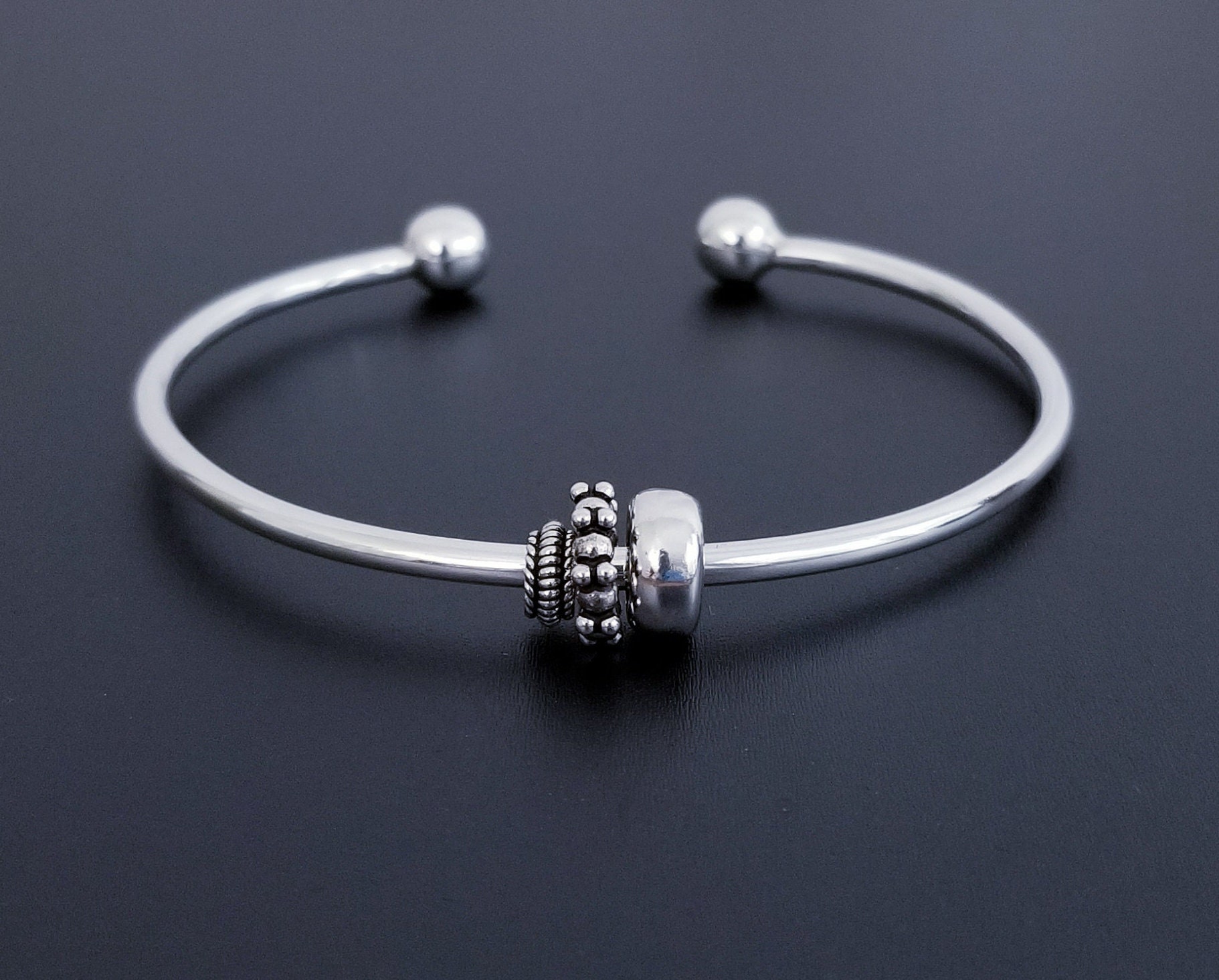 Vintage Sterling Silver Slider Torc Cuff Bracelet, 7.75