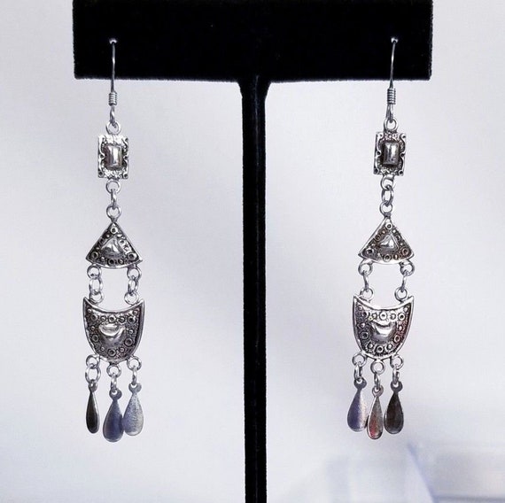 Antique Chandelier Earrings, Sterling Silver, Geom