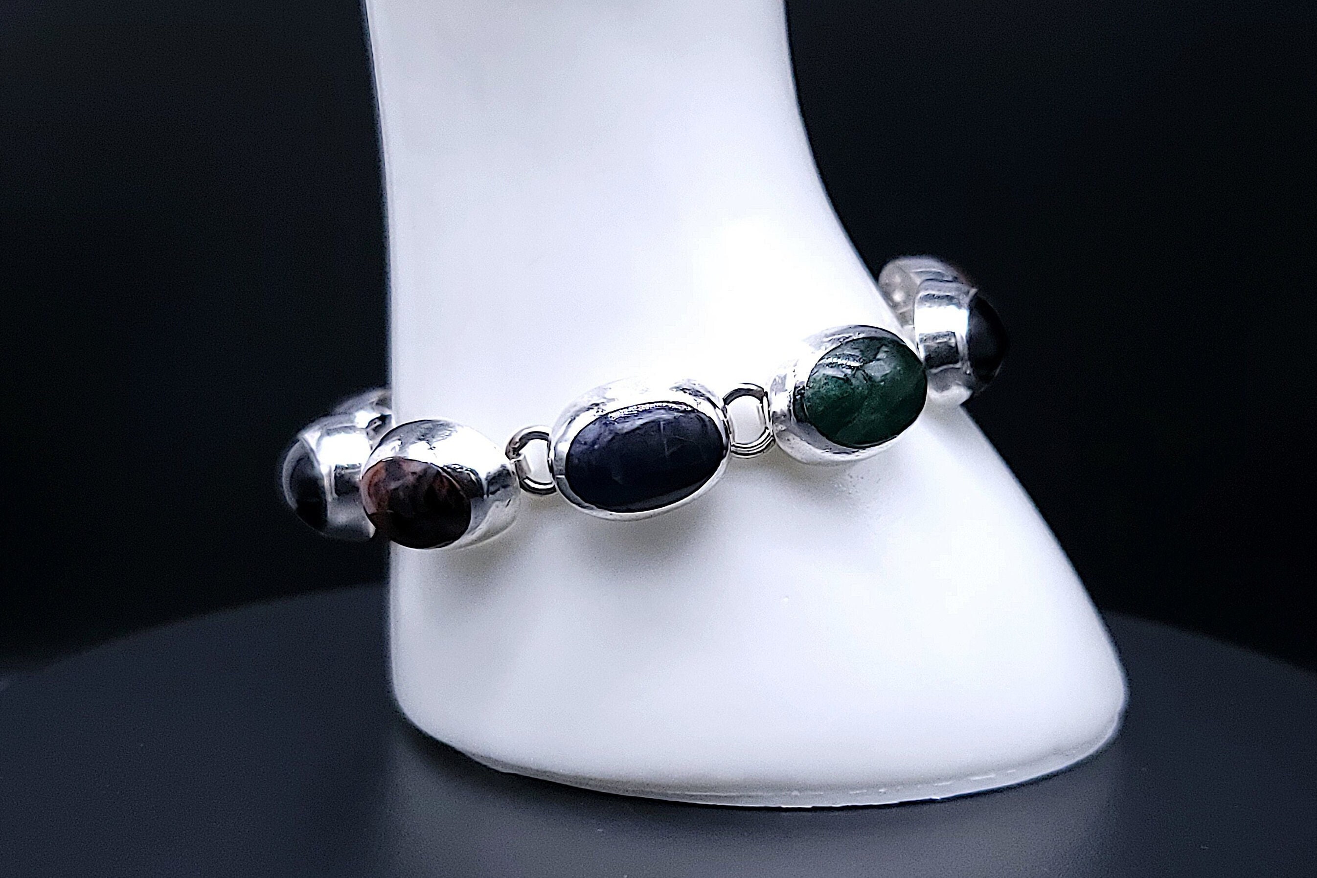 TAXCO Vintage Sterling Silver Chunky Multi Gemstone Cabochon TAXCO Vintage Sterling Silver Chunky Multi Gemstone Cabochon
