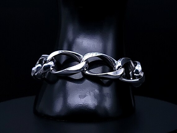 Vintage Curb Link Bracelet, Sterling Silver, MCM … - image 3