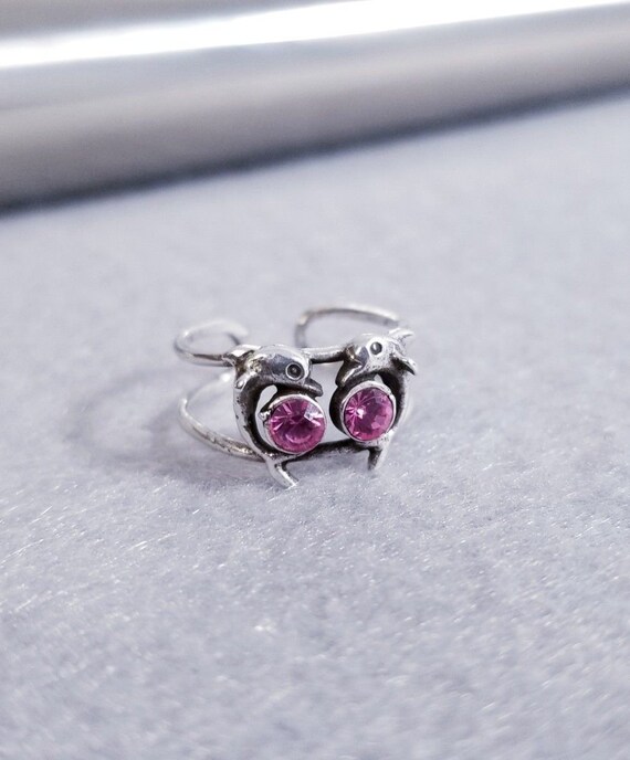 925 Sterling Silver Adjustable Double Dolphin Toe Ring