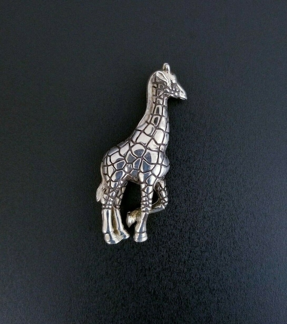 Vintage Sterling Silver Large Giraffe Brooch, Dallas Pridgen Signed, 2.25" 13.48g
