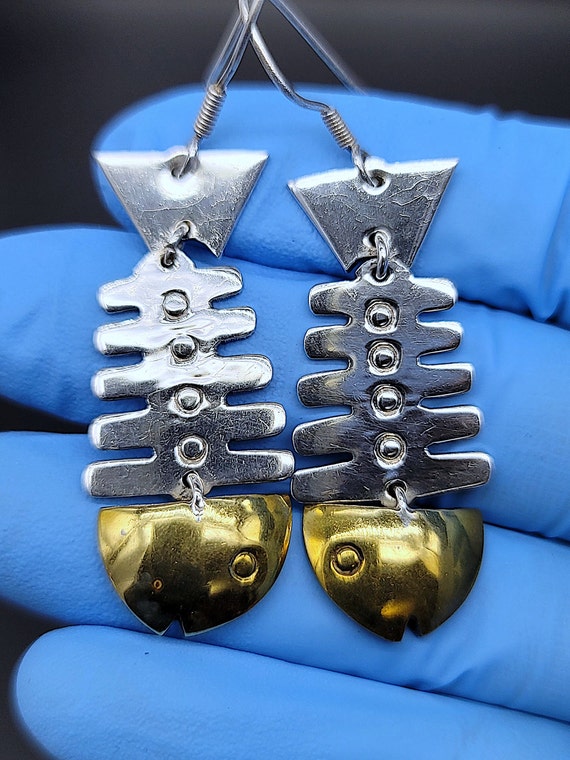 TAXCO Vintage Fish Earrings, Sterling Silver, Tax… - image 4