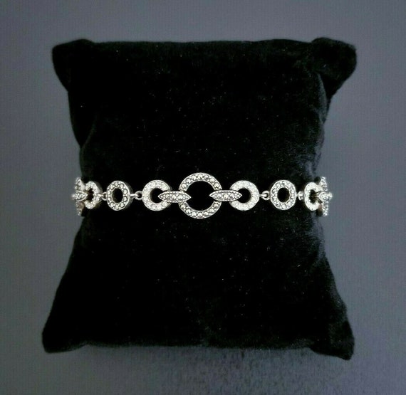 超激安 Sterling Vintage Silver Hallmarked Bracelet, Link Circle CZ アクセサリー