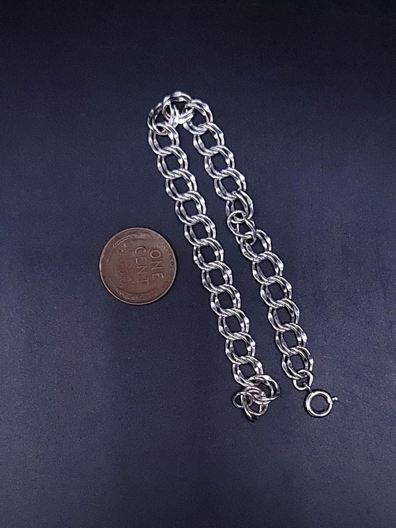 Vintage Curb Link Charm Bracelet, Sterling Silver… - image 6