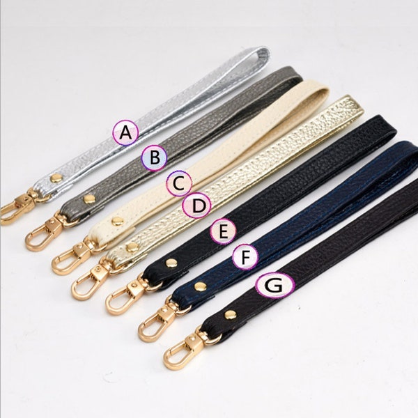 1.2cm Genuine Leather Wrist Strap wallet Purse Replacement Strap Golden Clasp Clutch Bag Chain Handle Wristlet Purse Pouch CLIP-ON Chain