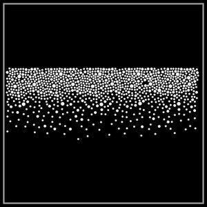 Puede incluir: Un fondo negro con un patrón blanco de pequeños círculos que están agrupados en la parte superior y se extienden hacia abajo.