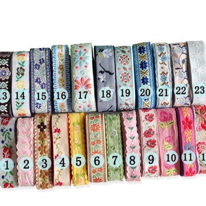 1 Yard Embroidered Lace Ethnic ribbon ,Flower jacquard ribbon, French ribbon, Jacquard trim, Vintage trim,Sewing supply,Embellish lace, 640