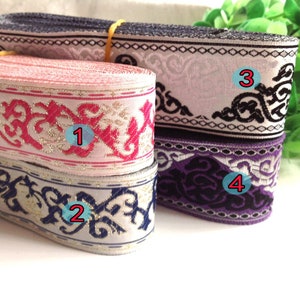 1 Yard Woven Trim Border Flower fabric trim Lace Ethnic ribbon,Embellish jacquard ribbon, Jacquard trim, Vintage trim,Sewing supply,678