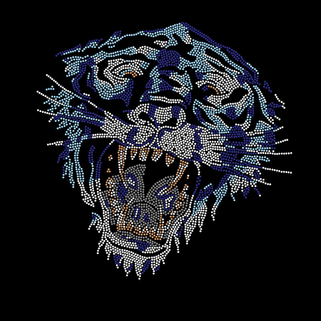 Tiger Rhinestone Tiger Rhinestone Transfer Bling Hot Fix Iron on Patch Motif Design ...