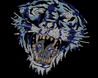 Tiger Rijnstone Transfer Bling Hot Fix Iron op Patch Motif Design Transfer, Iron on hot fix, Face Mask Rijnsteen Transfers, TZ241
