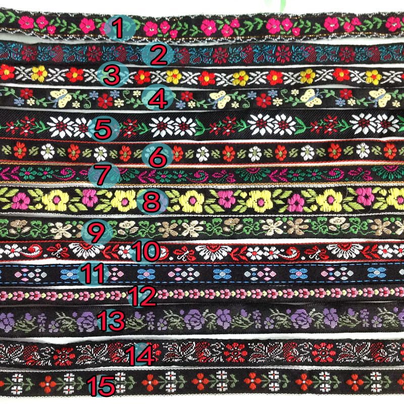 1 Yard Embellish Flower jacquard French ribbon, Ethnic style Embroidered Lace Ethnic ribbon  Jacquard trim, Vintage trim,Sewing supply,675