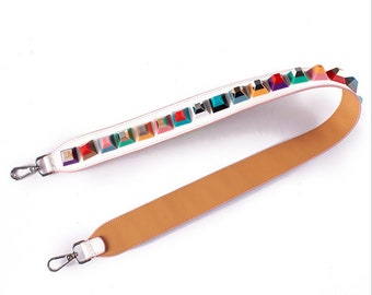 4.5cm Width 110cm Long Genuine Leather Embroidery Crystal Purse Strap Crossbody Strap Bag Pochette Handle Replacement Shoulder Handbag Chain