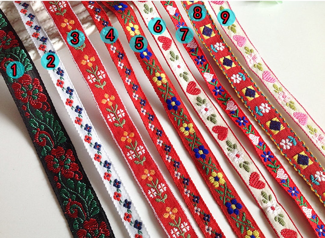 1 Yard Cotton Embroidered Lace Ethnic Ribbon flower Jacquard Etsy