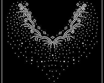 Rhinestone Transfer, Iron on hot fix, Rhinestone Transfer Bling Hot Fix Iron on Patch Motif Design Transfer, Crystal Bling Motif, Z243