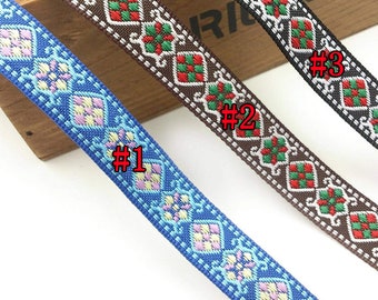 1 Yards 1 Inch Wide Polyester Jacquard embroidery Webbing For Bag handles ,Bag Strap For Tote Bag Upholstery Webbing, 387