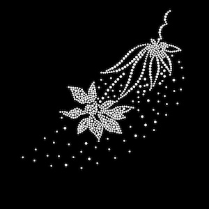 Transfert de strass de fleurs, Fer sur hot fix, Transfert de strass Bling Hot Fix Fer sur Patch Motif Design Transfer, Crystal Bling Motif, Z48