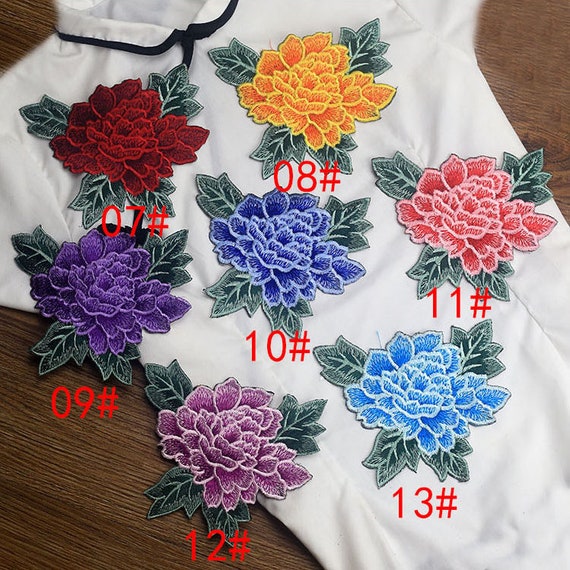 DIY Accessories Patches Clothing Patch Embroidery Roseflower Iron On Appliques Iron on Applique Flower Embroidered Iron-on Patch 416