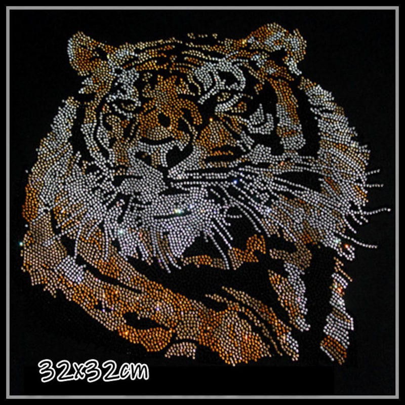 Rhinestone Tiger Tee - Vintage Black